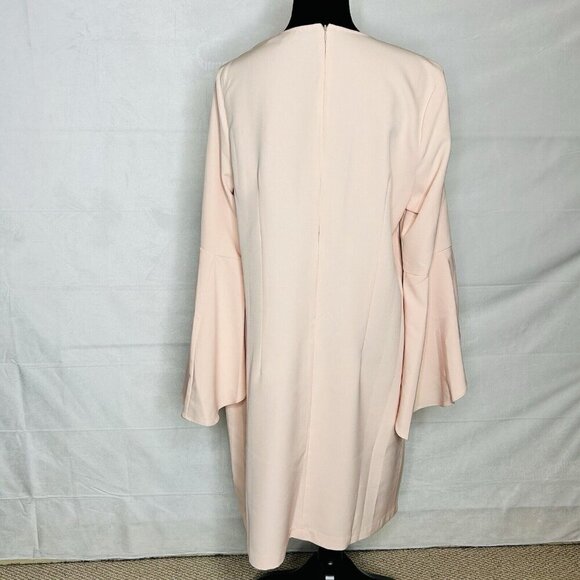 NWT Eloquii Long Bell Sleeve Shift Midi Dress Zip Back Light Pink Women Size 14 - Picture 8 of 8